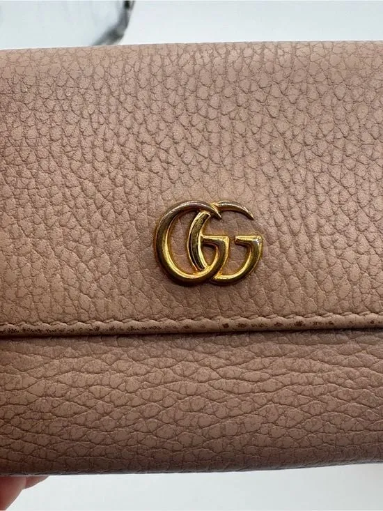 GUCCI GG Marmont dusty rose pebbled leather trifold compact Wallet - Image 6