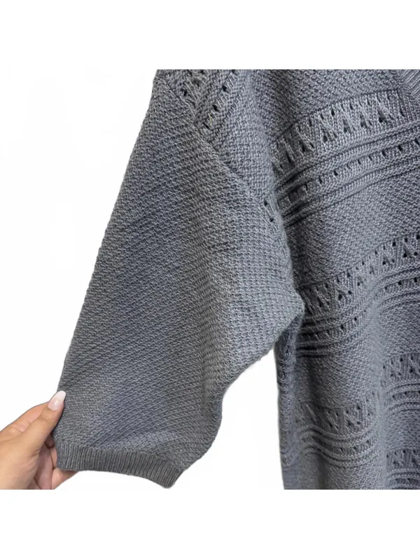 Torrid Dusty Blue Pointelle Pullover V-Neck Tunic Sweater Plus Size 2X - Image 5