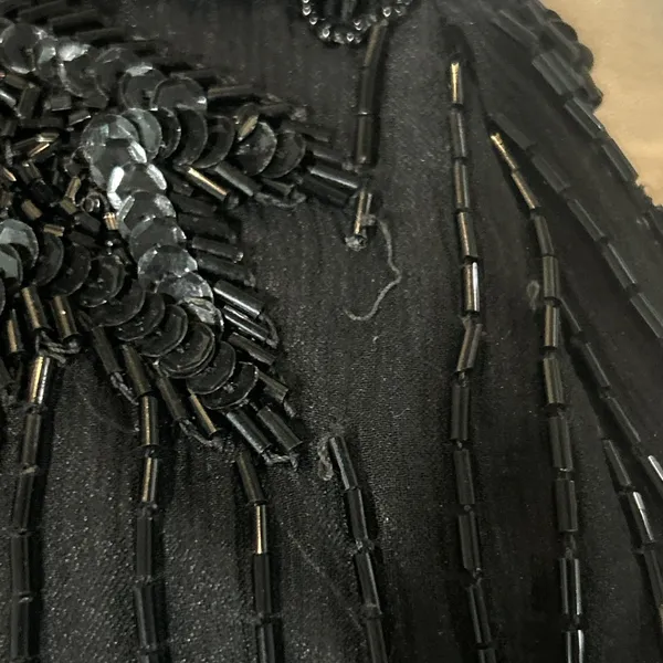 Vintage Right Choice Silk Beaded Gown Black Evening Dress 1980s Made in India‎ - Image 14