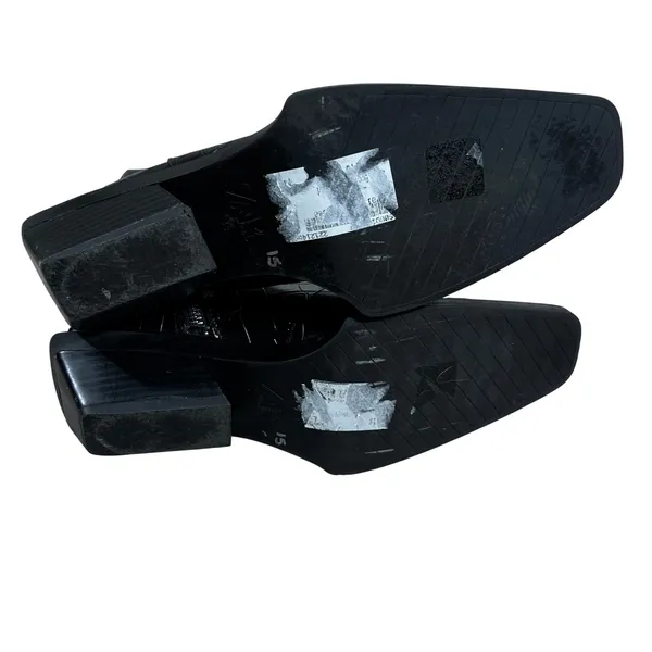Zara Croc Embossed Square Toe Ankle Boots Black Architectural Heel Size 38 / 7.5 - Image 6