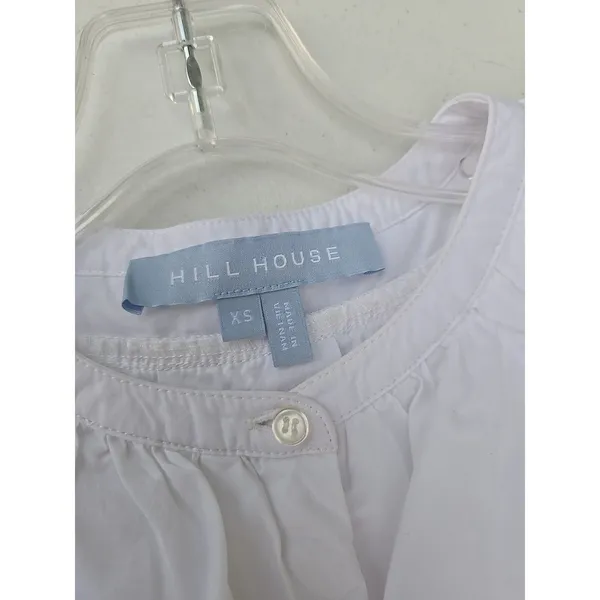 Hill House Home White Ruffle Collar Blouse XS Cotton Button Front Top - Image 6