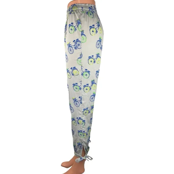 Aerie Gray Bicycle Print Elastic Waist Pull On Crop Sweat Jogger Pants Size XS - Image 2