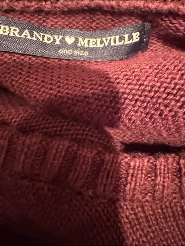 Brandy Melville Maroon Stripe Cotton Sweater – Made in Italy, One Size - Image 5