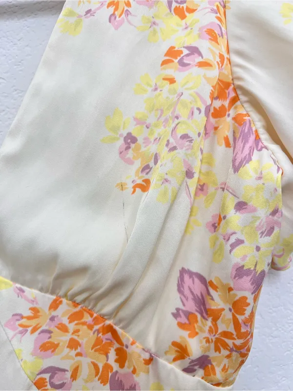 Free People Laura Yellow Floral Print Midi Dress Women's Small Boho Romantic - Image 13