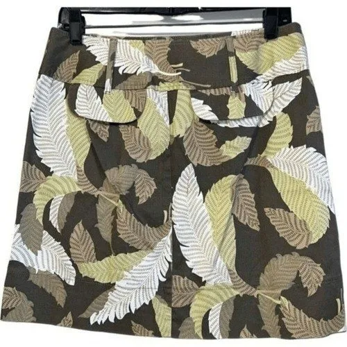 ANN‎ TAYLOR LOFT Tropical Feather Leaf Print Mini Skirt NWOT Size 4 - Image 5