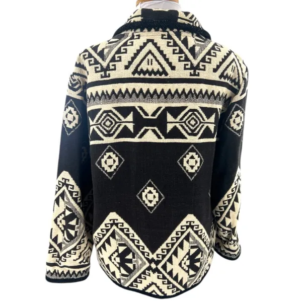 Vintage western Aztec tapestry coat Agaro collection‎ black cream sz M - Image 2