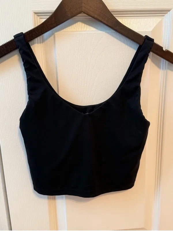 SET Aerie Offline Real Me Low Key Tank and Crossover Flare Pants in Black - Image 2