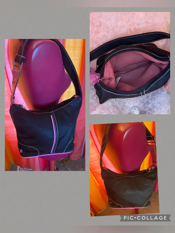 Hot pink and black shoulder bag (9.5x7.5) vintage zy2k - Image 2