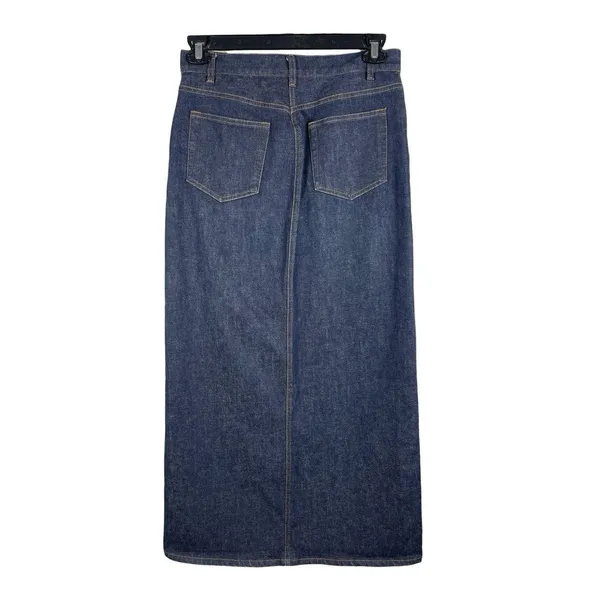 GAP Jeans Stretch Denim Maxi Skirt Size 6 Dark Wash Long Modest Y2K Style Slit - Image 2