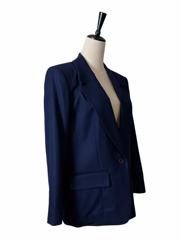Pendleton Vintage Virgin Wool Blazer Size 12 Single Button Lined Solid Blue 90s - Image 3