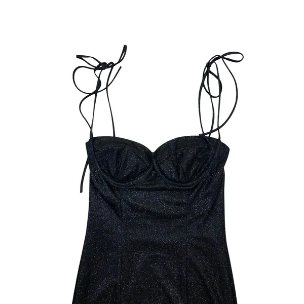 Lucy In The Sky Black Glitter Bustier‎ Bodycon Mini Dress XS - Image 3