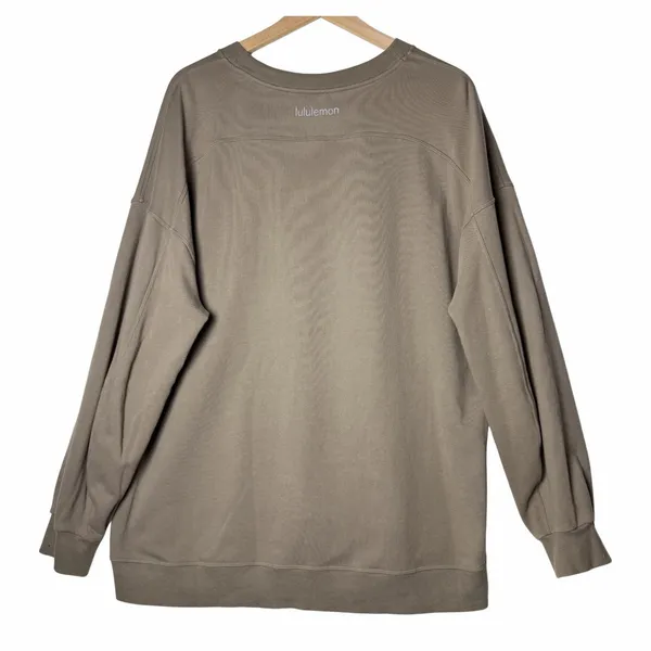 Lululemon Perfectly Oversized Crew Pullover Green Brown Women's Size 12 - Image 2