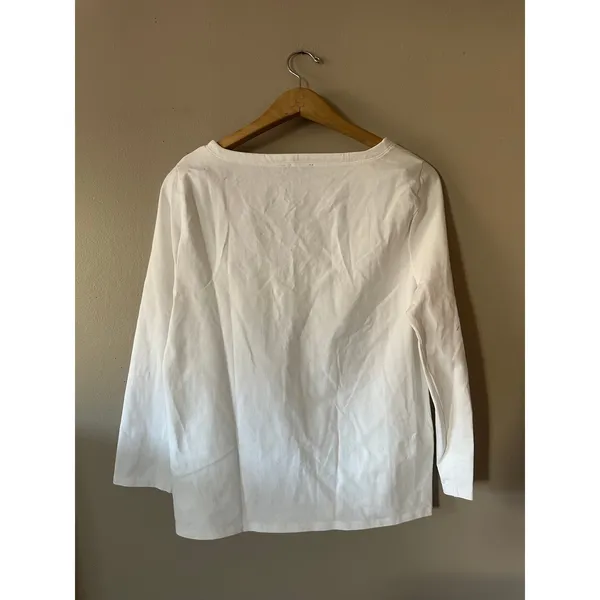 J Crew White Square Neck Long Sleeve Top Size Large - Image 6