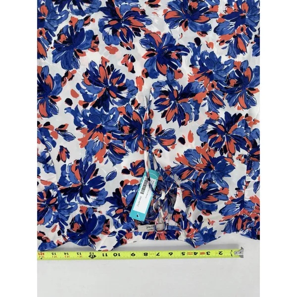 Beacon Apparel Stitchfix Blouse Sz L Floral Office Career Red White Blue Work - Image 13