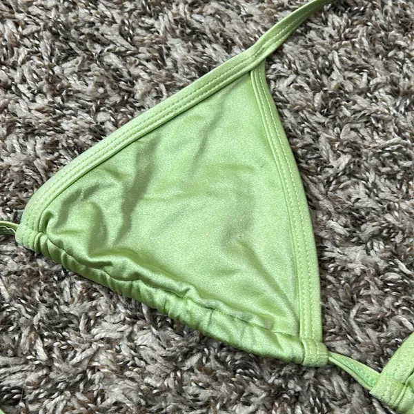 La Hearts Green Metallic Triangle Bikini Top Sz XS - Image 3