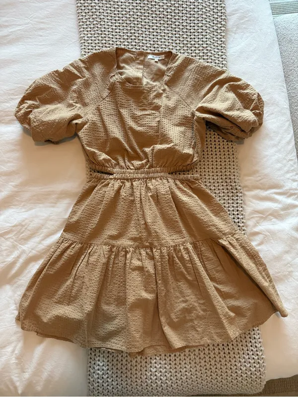 Madewell Seersucker Puff-Sleeve Cutout Mini Dress - Image 4