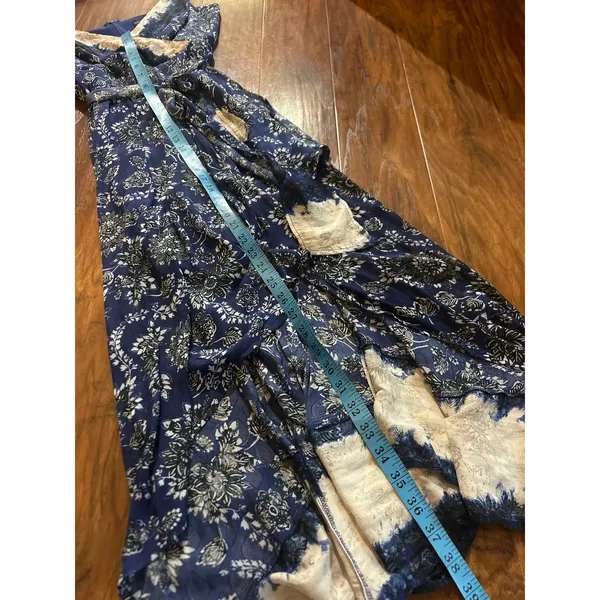GUESS Bali Printed Midi Dress Blue FLIRTY FEMININE Slip Faux Size Medium M Belt - Image 8