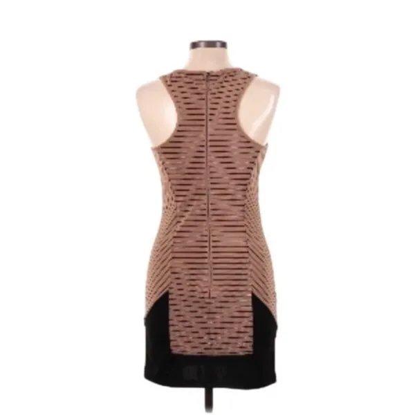 THML Sleeveless Minimalist Career Sheath Dress Size M Brown Black Color Block - Image 6