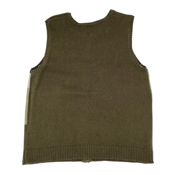 Vintage Y2K Christmas Sweater Vest Size Large Christopher & Banks Full Zip Green - Image 2