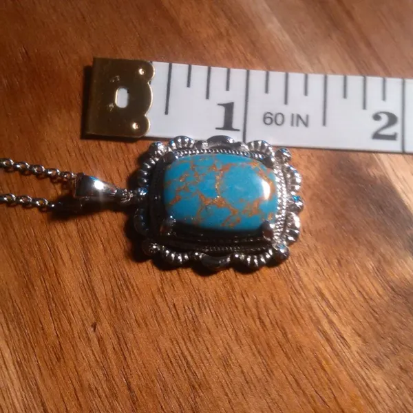 Mojave Blue Turquoise Stainless Steel Pendant Necklace - Image 6