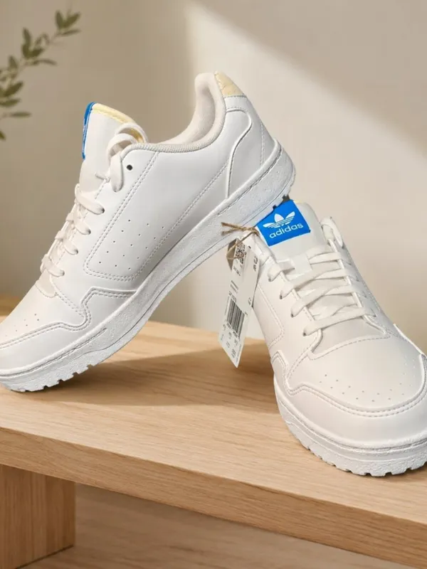 Adidas NY 90 J Women’s 6.5 Youth 5 White Blue Trefoil Sneakers New in Box - Image 2