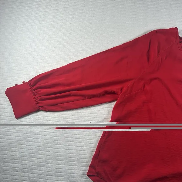 Maurice Beautiful Sexy Red Blouse With Open Long Sleeves Size 1x - Image 5