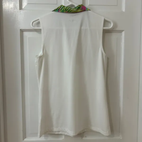 Tommy‎ Bahama Active Quarter Zip Polo Shirt M White Tropical Sleeveless Golf - Image 3