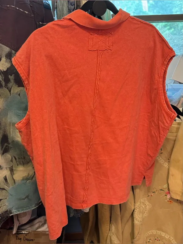 NWT Free People We The Free Keep On Polo - Fiery Red - medium - Image 8