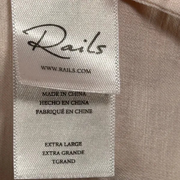 Rails Peach Tencel Linen Smocked Flutter‎ Sleeve Button Front Blouse XL - Image 4