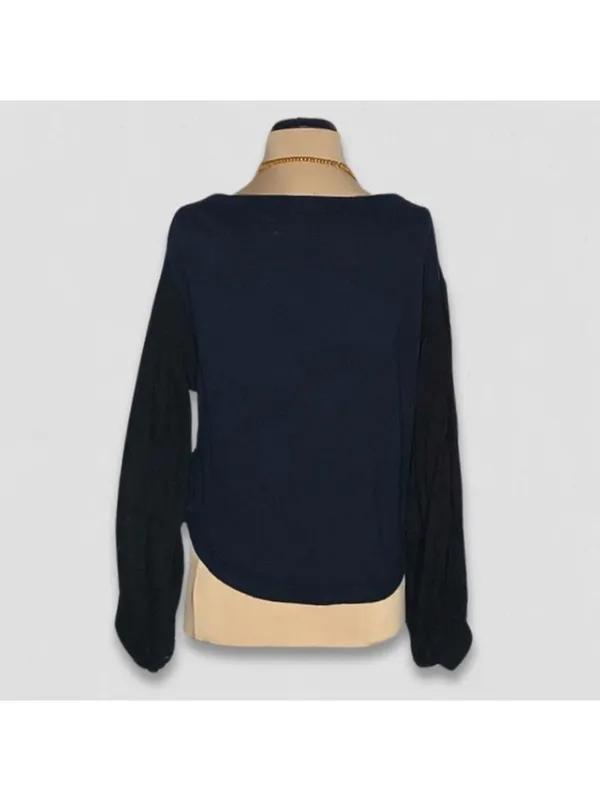 Free People Blue Cotton Long Sleeve Balloon Top XS - Image 2
