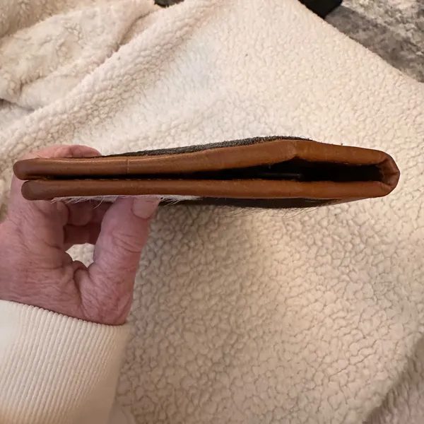 Handmade Women’s Extra large Leather & Cowhide Wallet Brown - Image 6