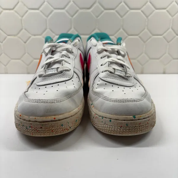 Nike Air Force 1 Low Womens 8.5 White Multi Color Paint Splatter FD4626-181 - Image 5