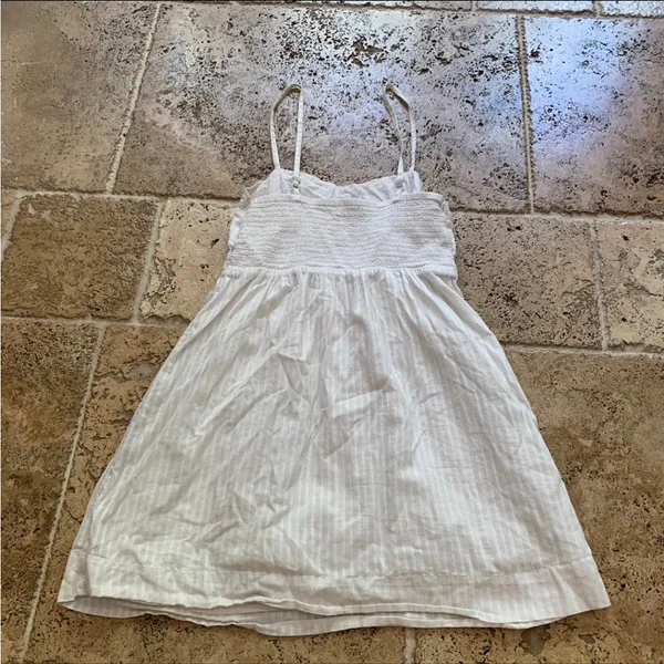 American Eagle White Babydoll Cotton Eyelet Mini Dress Y2K S 2000s - Image 5