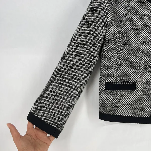 Stile Benetton Blazer Womens S Black White Tweed Casual Office Work‎ Snap Front - Image 4