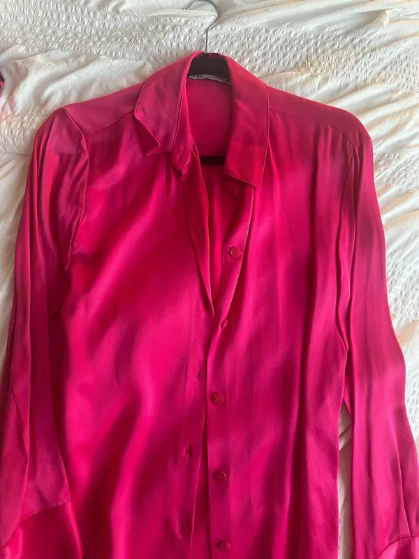 ZARA Pink Button Down Satin Blouse - Image 2