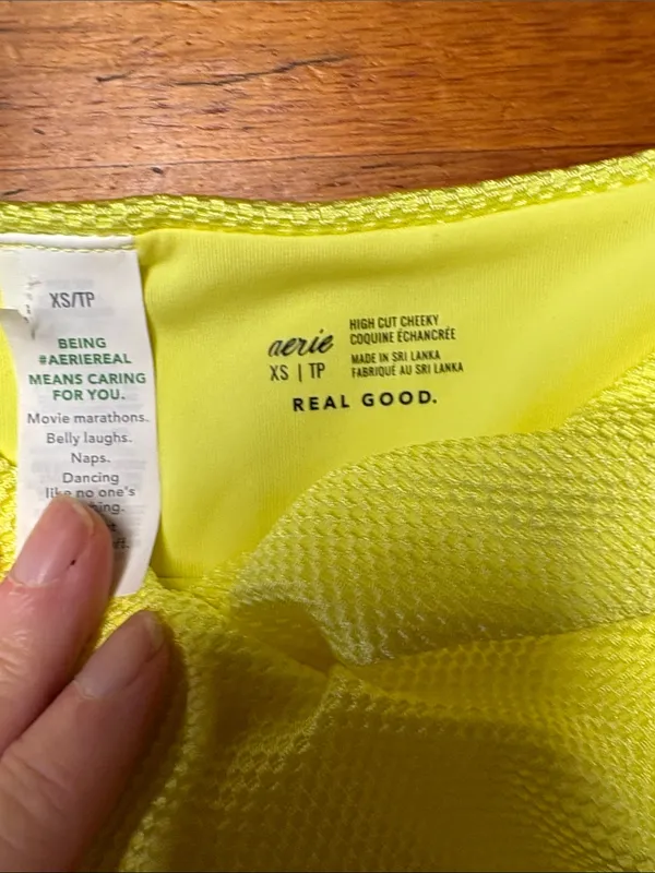 Aerie Women’s Yellow High-Cut Twist Textured Swim Bottom - Image 2