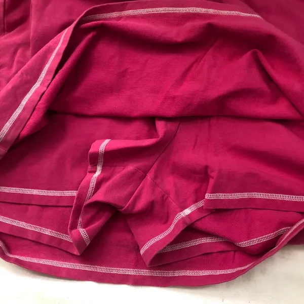 Nike 2000s Y2K Pink cotton mini tennis sport active fitted skort skirt w/shorts white contrast stitching drawstring Size XL-has stretch. Measurements in pics - Image 4