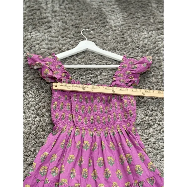 Ultramarine Floral Smocked Tiered Midi Dress Cottagecore Boho Peasant L NWT - Image 8
