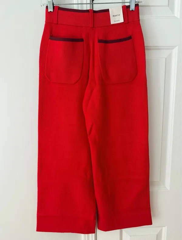 Maeve Colette Sweater Knit High-Rise Wide-Leg Cropped Pants, Size XXSP - Image 11