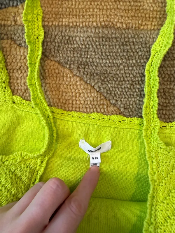Aerie Lime Green Neon Crochet Crop Top Cropped Tank Top Size Medium - Image 2