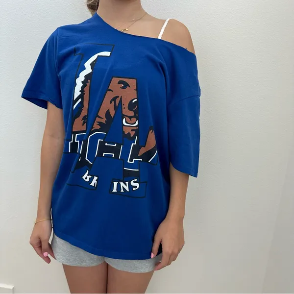 UCLA & Dodgers Blue off the shoulder T-Shirt - Image 2