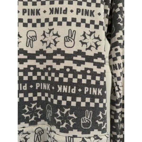 PINK Victoria's Secret Waffle Knit One-Piece Thermal Pajamas Onesie Medium - Image 5