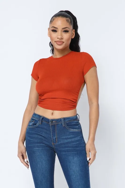 Burnt Orange Backless Baby Tee | Clean Girl Top - Image 3