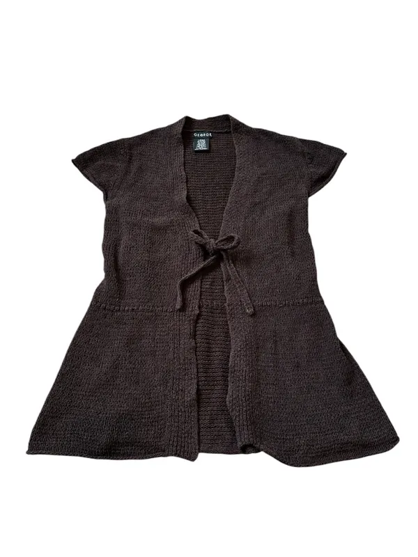 Y2K Tie Front Cardigan Top Cap Sleeve Boho Cottagecore Boho Festival Hippie - Image 2