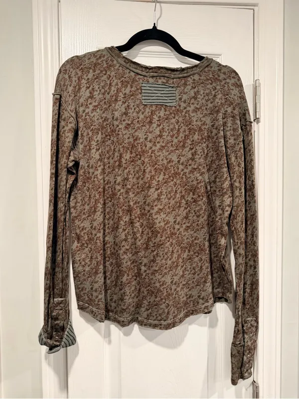 NWOT Free People We The Free Size S Floral Stripe Henley Top Long Sleeve Boho - Image 11