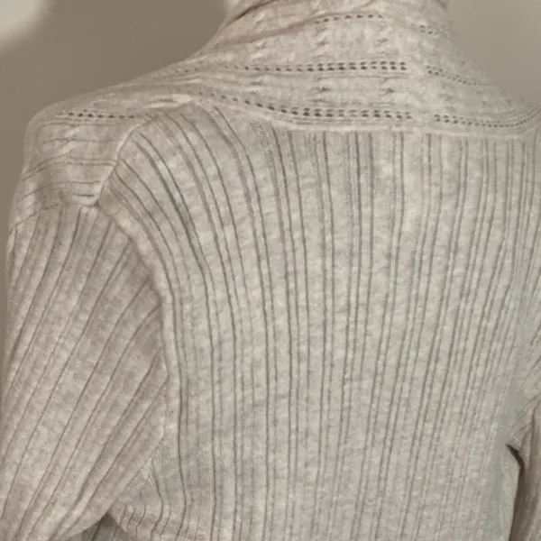 St Johns Bay Women’s Open Cardigan Sweater Size M Color Cream Long Sleeve Knit - Image 4