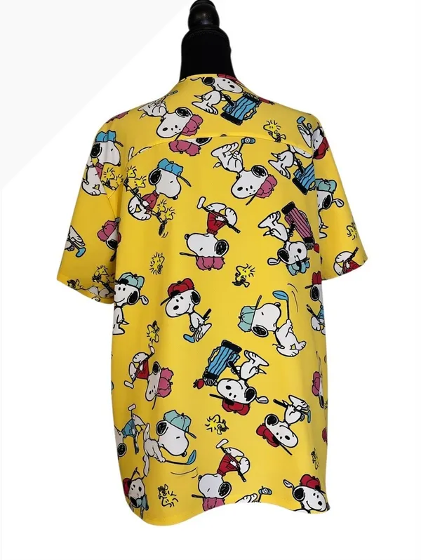 Peanuts Yellow Snoopy Print Casual T-Shirt Dress 2XL - Image 2