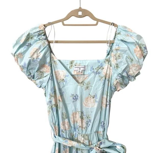 LOVESHACKFANCY X TARGET Floral Puff Sleeve Midi Dress Blue Sz 0‎ - Image 3