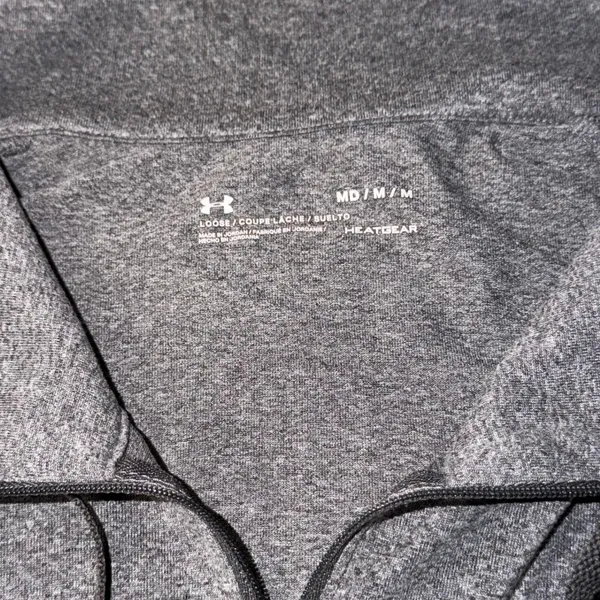 Under Armour Womens Gray HeatGear Full Zip Funnel Neck Hoodie Size Medium Loose - Image 3