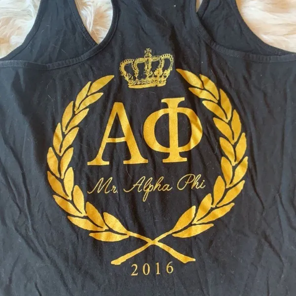 Mr. Alpha Phi 2016 Black and Gold Tank Top Size Large - Image 5